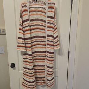 Torrid Crochet Multicolor Striped Cardigan Duster